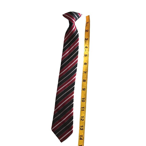 Toddler Boy  Clip Tie Red/ Black/ White stripe - Picture 3 of 3